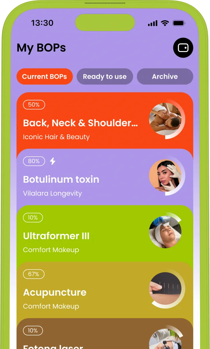 BOP app: tracked BOP balances with progress