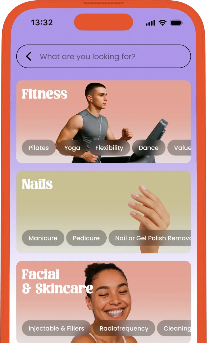 BOP app: browsing service categories