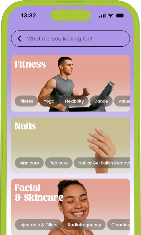 Marketplace of treatments grouped by category