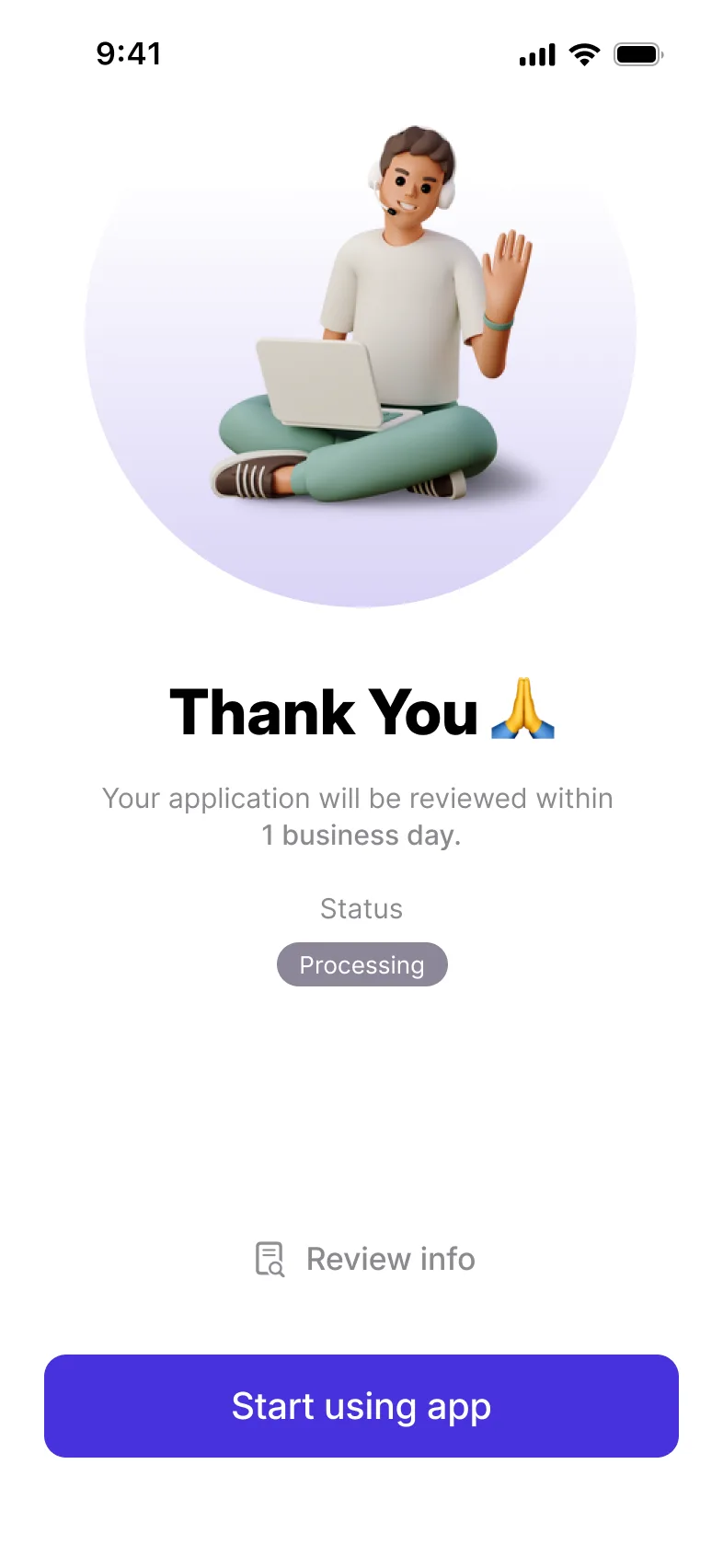 Verification submitted, status: processing