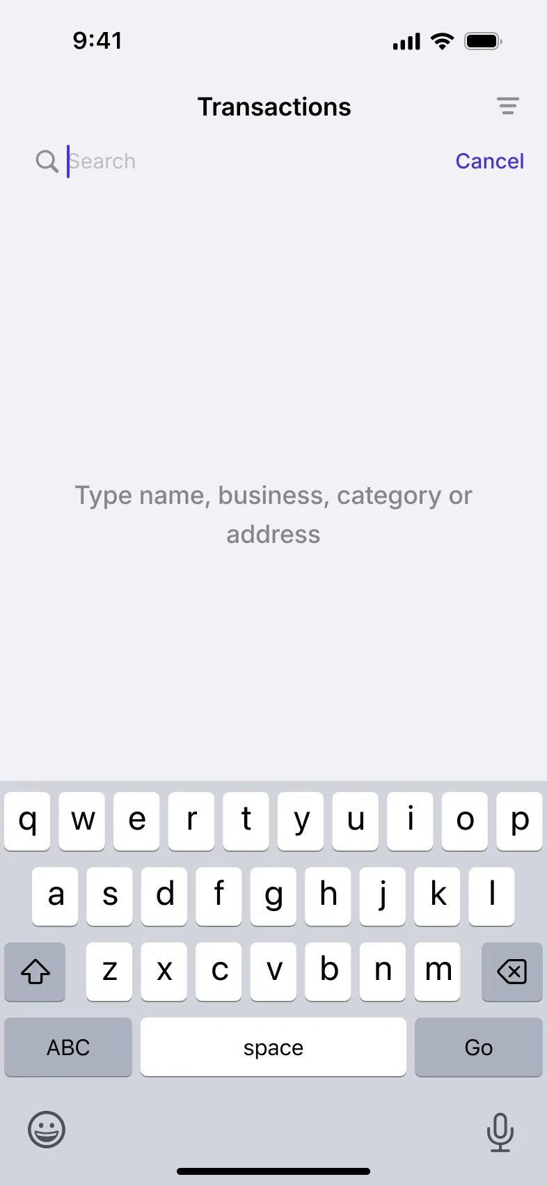 Searching transactions