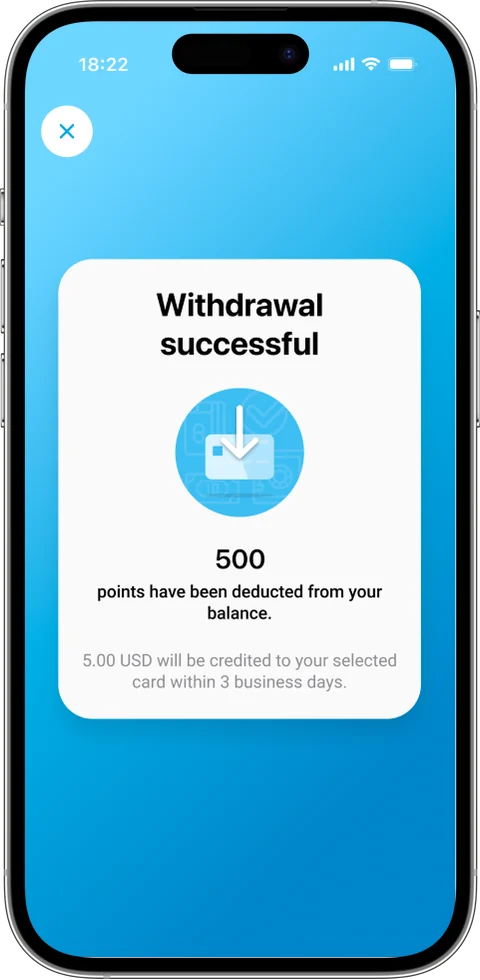 Reward payout to a bank card