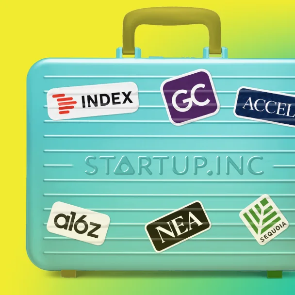 Venture fund brand stickers on a case