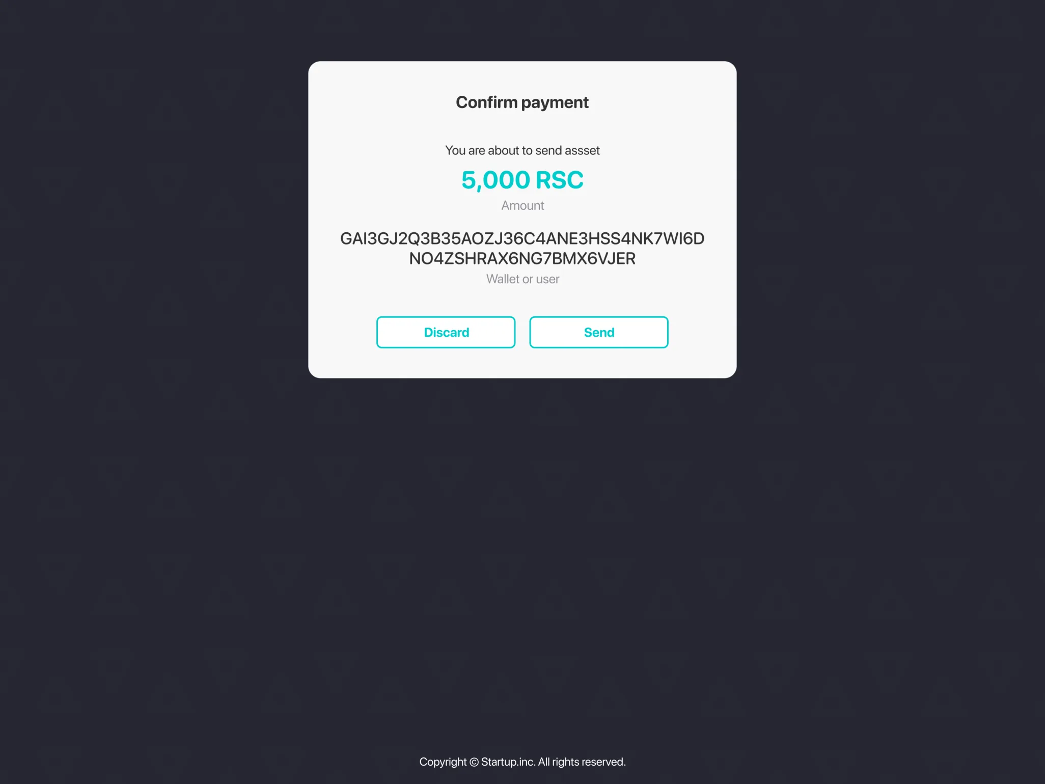 Blockchain payment confirmation screen